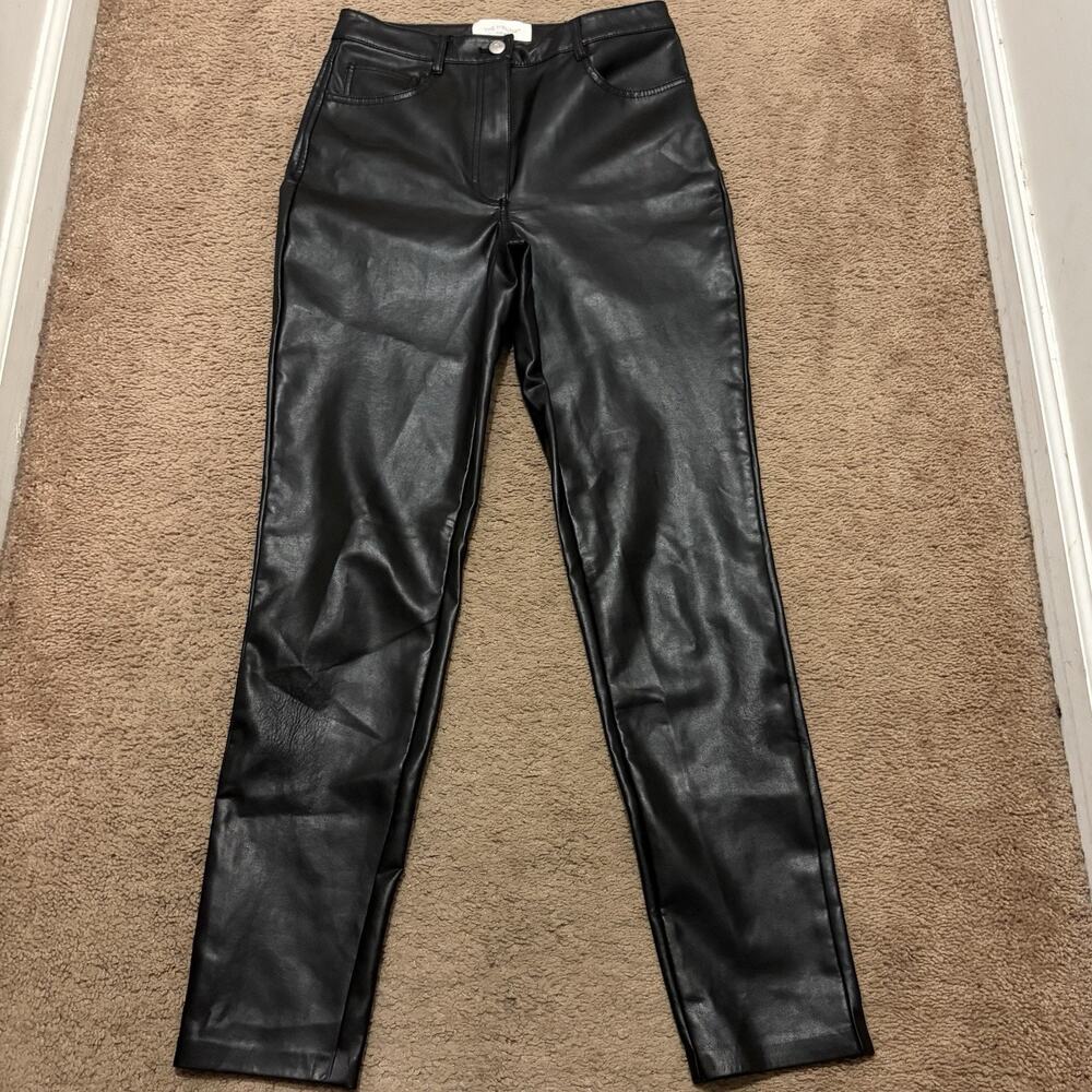 Aritzia The Melina Wilfred Size 8 Black Vegan Faux Leather High Rise Pants